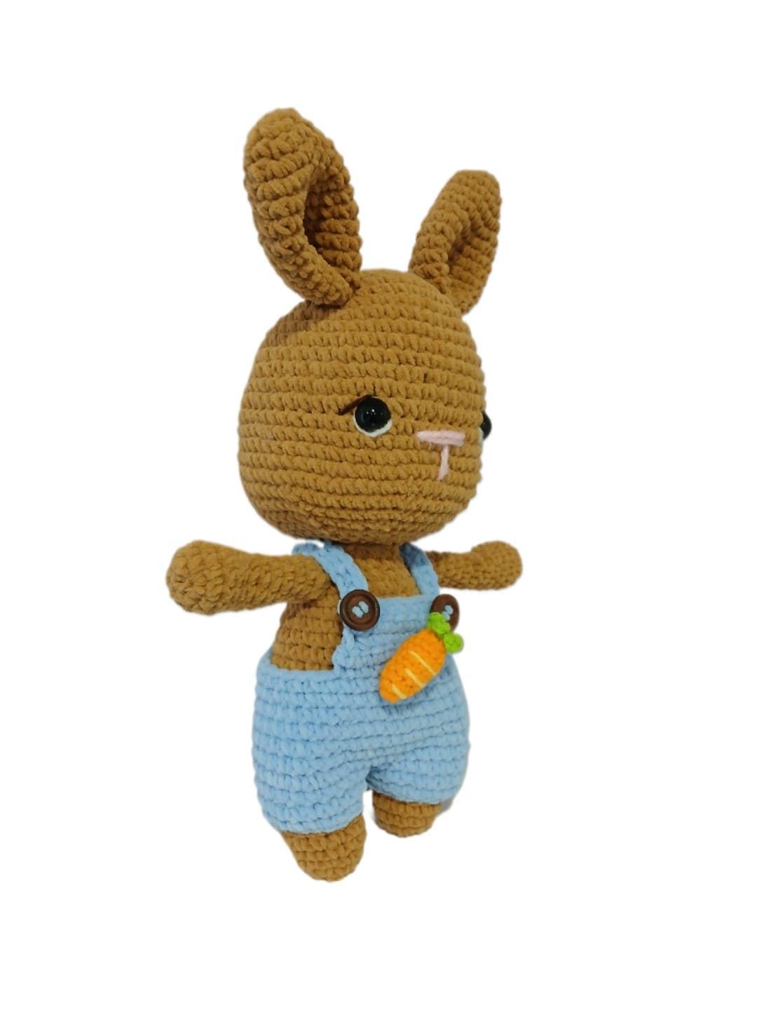 Peluche conejo con pantalón lana chenille hecho a mano a ganchillo (amigurumi). - Imagen 3