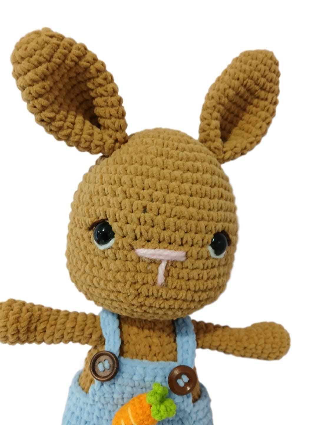 Peluche conejo con pantalón lana chenille hecho a mano a ganchillo (amigurumi). - Imagen 4