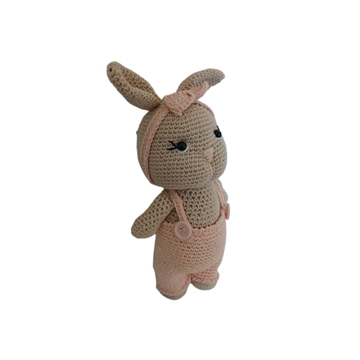 Peluche conejo con pantalon rosa hecha a mano a ganchillo (amigurumi). - Imagen 2