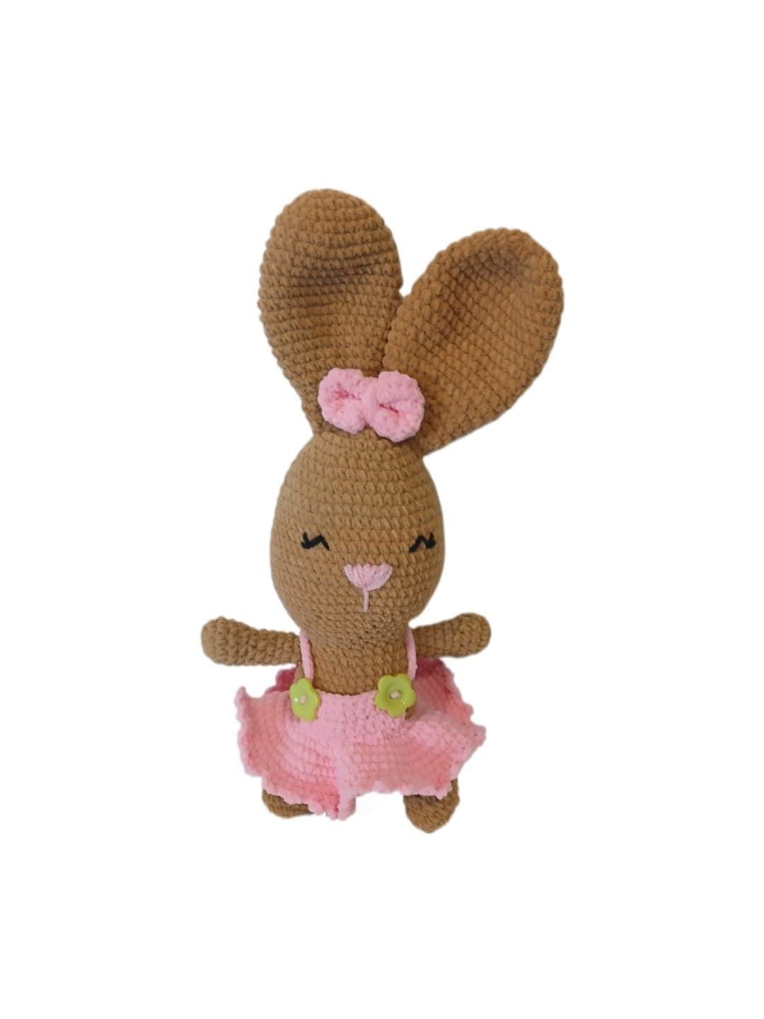 Peluche conejo con vestido lana chenille hecho a mano a ganchillo (amigurumi). - Imagen 1