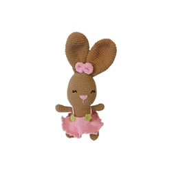 Peluche conejo con vestido lana chenille hecho a mano a ganchillo (amigurumi). - Imagen 1