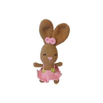 Peluche conejo con vestido lana chenille hecho a mano a ganchillo (amigurumi). - Imagen 1