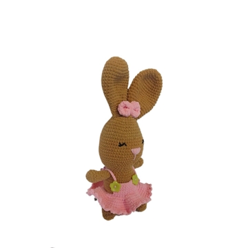 Peluche conejo con vestido lana chenille hecho a mano a ganchillo (amigurumi). - Imagen 2