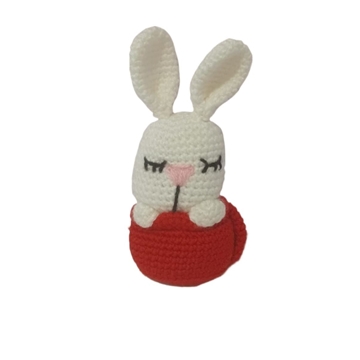 Peluche conejo en taza hecho a mano a ganchillo (amigurumi). - Imagen 1