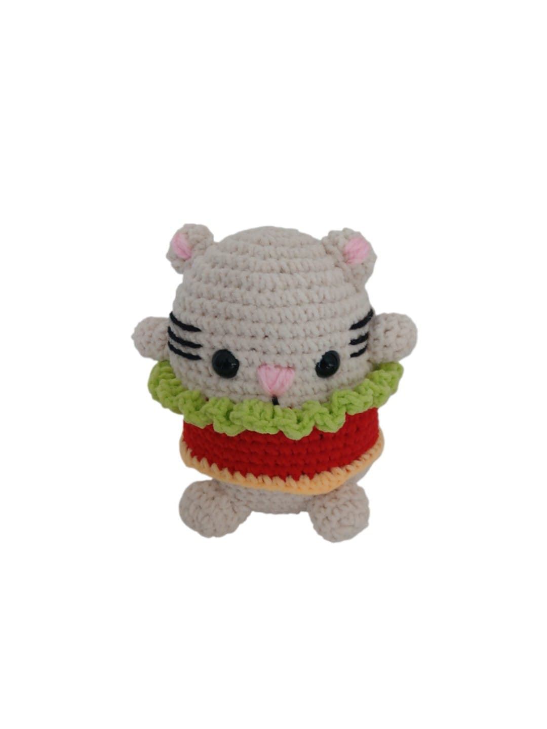 Peluche conejo hamburguesa en lana chenille hecho a mano a ganchillo (amigurumi). - Imagen 1