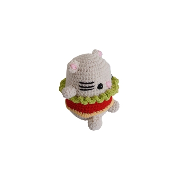 Peluche conejo hamburguesa en lana chenille hecho a mano a ganchillo (amigurumi). - Imagen 2