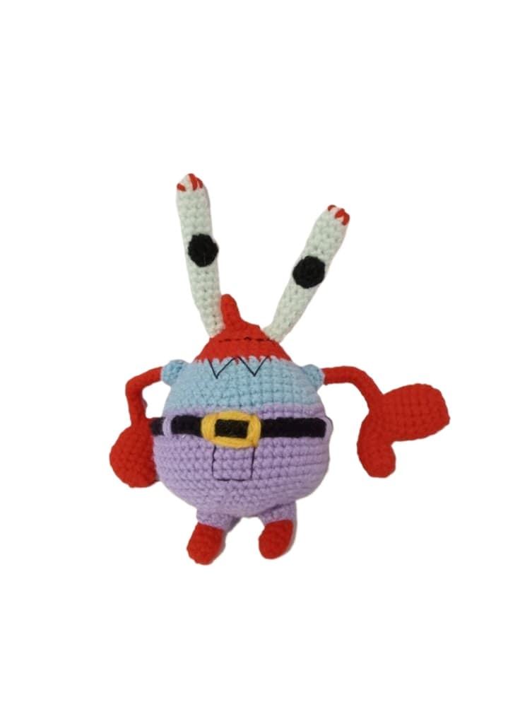 Peluche don cangrejo Bob esponja hecho a mano a ganchillo (amigurumi). - Imagen 1