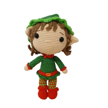 Peluche duende navideño-navidad hecho a mano a ganchillo (amigurumi). - Imagen 1