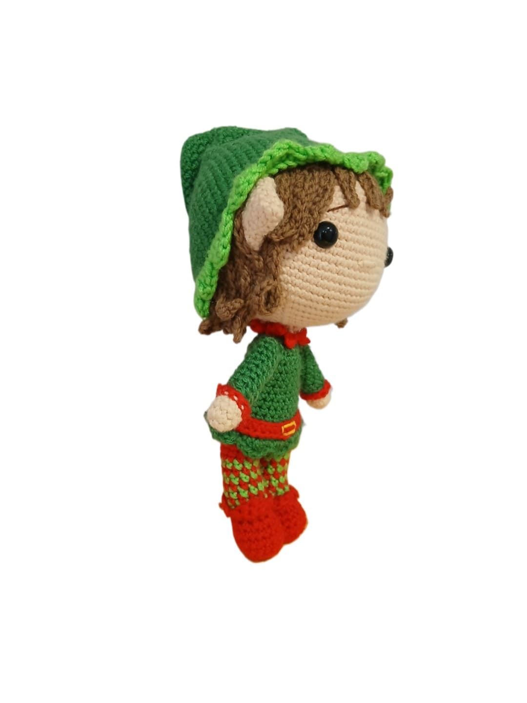 Peluche duende navideño-navidad hecho a mano a ganchillo (amigurumi). - Imagen 2