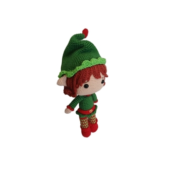 Peluche duende navideño-navidad hecho a mano a ganchillo (amigurumi). - Imagen 2