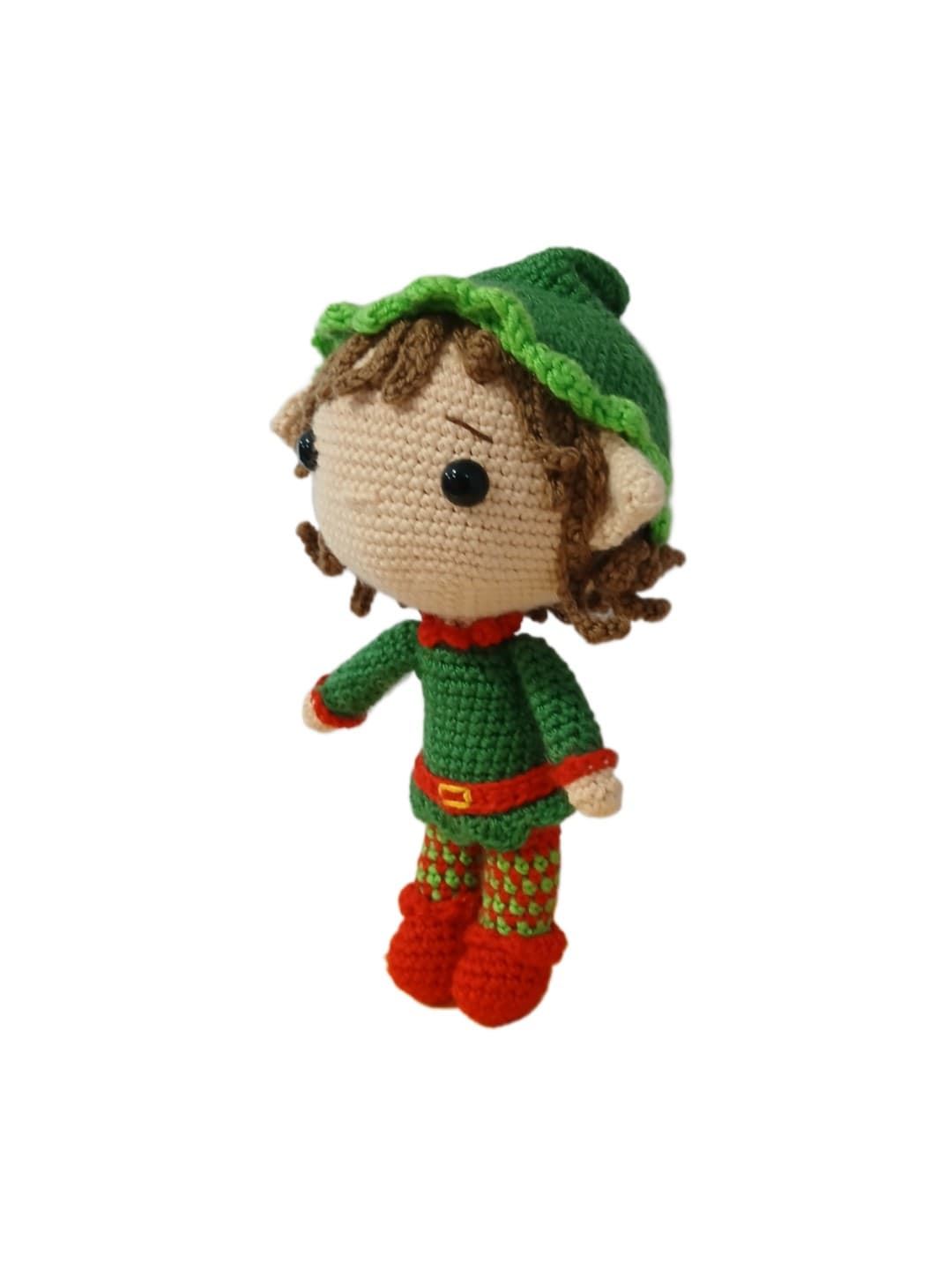 Peluche duende navideño-navidad hecho a mano a ganchillo (amigurumi). - Imagen 3