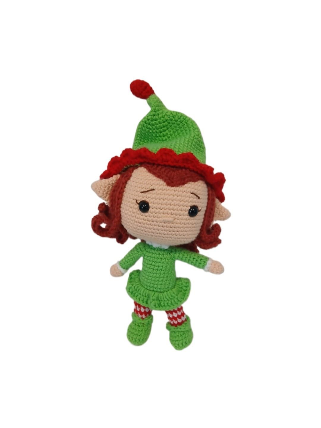 Peluche duende navideño-navidad hecho a mano a ganchillo (amigurumi). - Imagen 1
