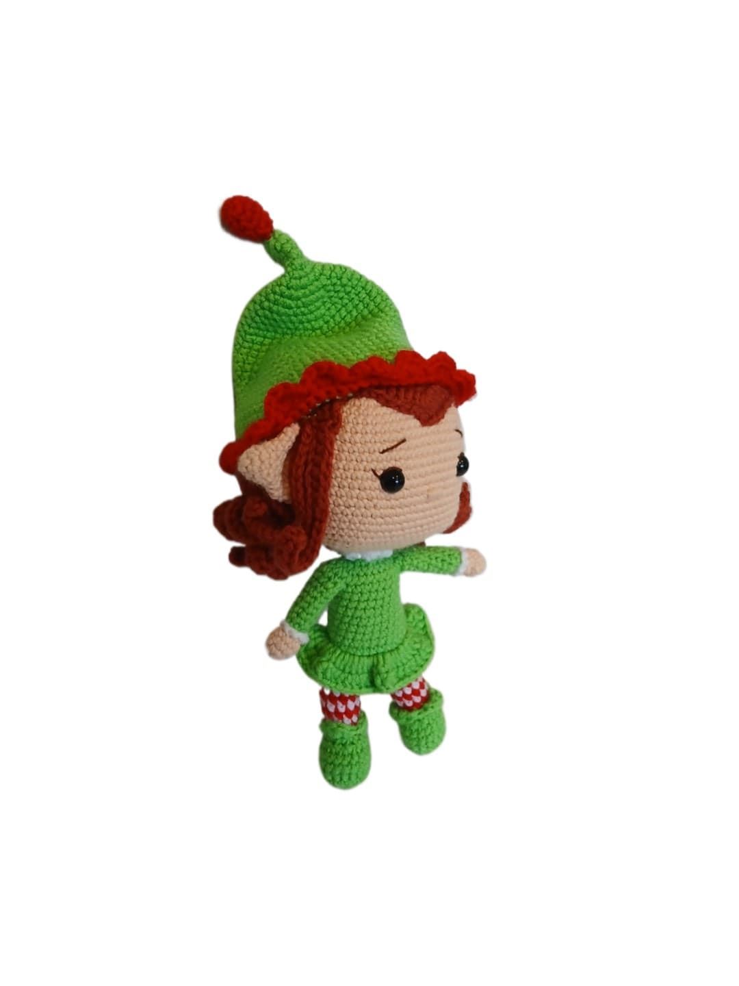 Peluche duende navideño-navidad hecho a mano a ganchillo (amigurumi). - Imagen 2