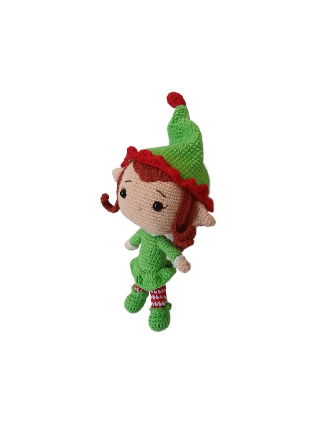 Peluche duende navideño-navidad hecho a mano a ganchillo (amigurumi). - Imagen 3