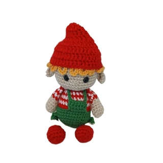 Peluche duende navideño-navidad hecho a mano a ganchillo (amigurumi). - Imagen 1