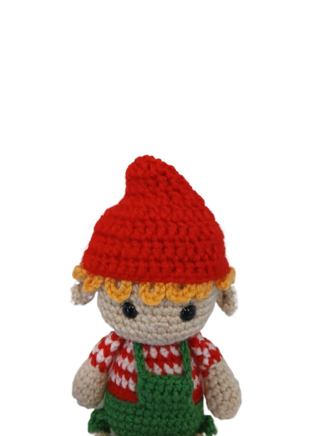 Peluche duende navideño-navidad hecho a mano a ganchillo (amigurumi). - Imagen 4