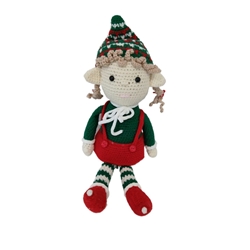 Peluche el duende chica navideño-navidad hecho a mano a ganchillo (amigurumi). - Imagen 1