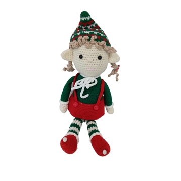 Peluche el duende chica navideño-navidad hecho a mano a ganchillo (amigurumi). - Imagen 1