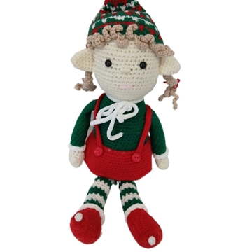 Peluche el duende chica navideño-navidad hecho a mano a ganchillo (amigurumi). - Imagen 1