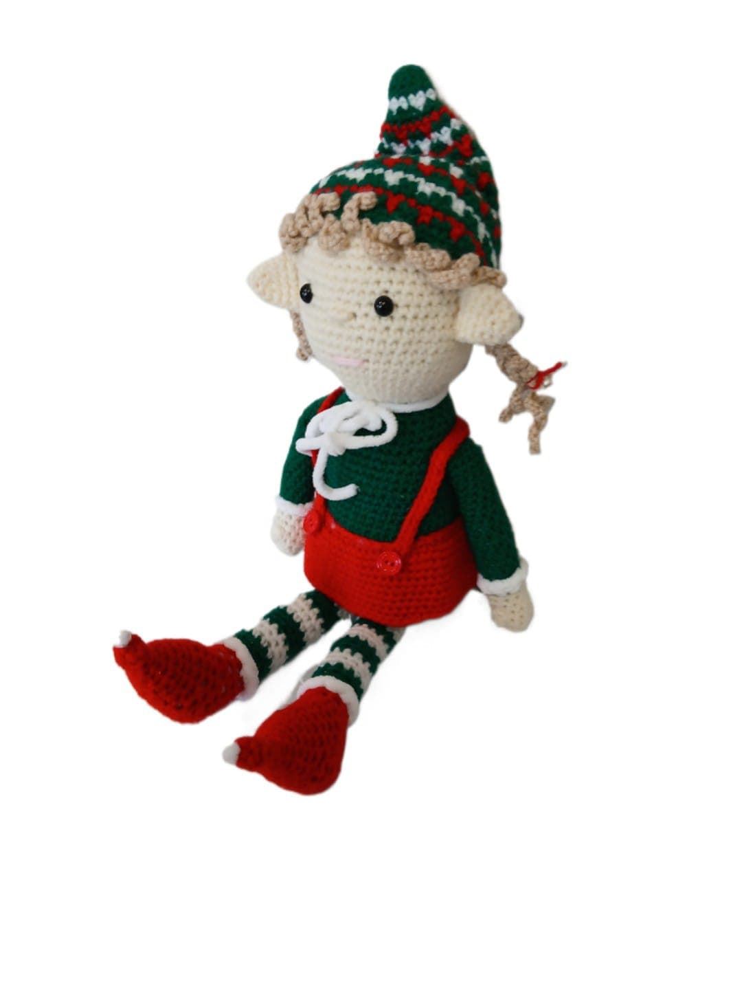 Peluche el duende chica navideño-navidad hecho a mano a ganchillo (amigurumi). - Imagen 2