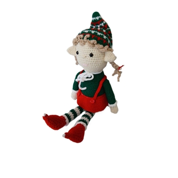Peluche el duende chica navideño-navidad hecho a mano a ganchillo (amigurumi). - Imagen 2