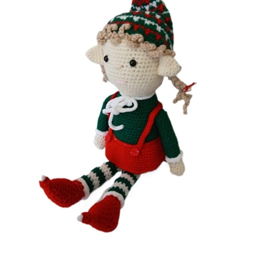 Peluche el duende chica navideño-navidad hecho a mano a ganchillo (amigurumi). - Imagen 2