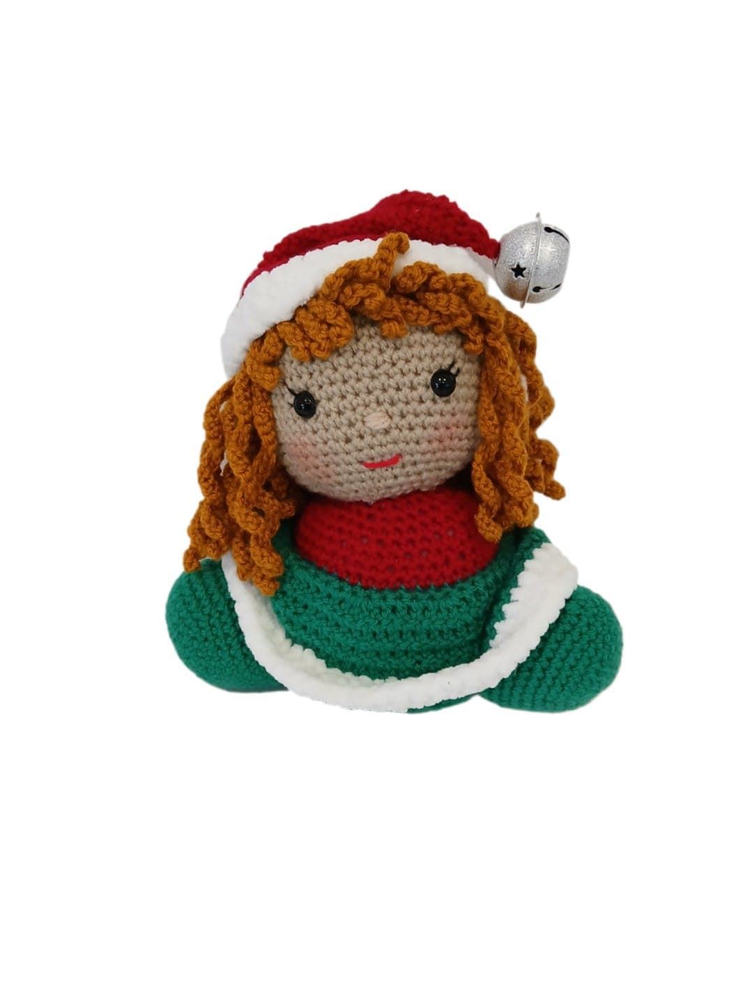 Peluche el duende chica navideño-navidad hecho a mano a ganchillo (amigurumi). - Imagen 1