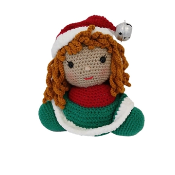 Peluche el duende chica navideño-navidad hecho a mano a ganchillo (amigurumi). - Imagen 1