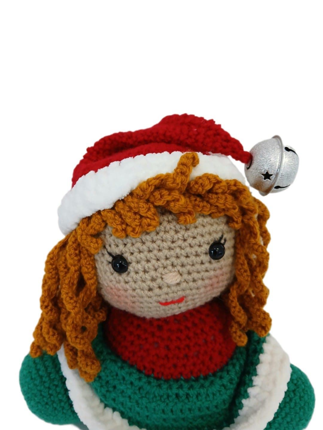 Peluche el duende chica navideño-navidad hecho a mano a ganchillo (amigurumi). - Imagen 4