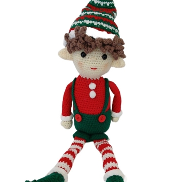 Peluche el duende chico navideño-navidad hecho a mano a ganchillo (amigurumi). - Imagen 1