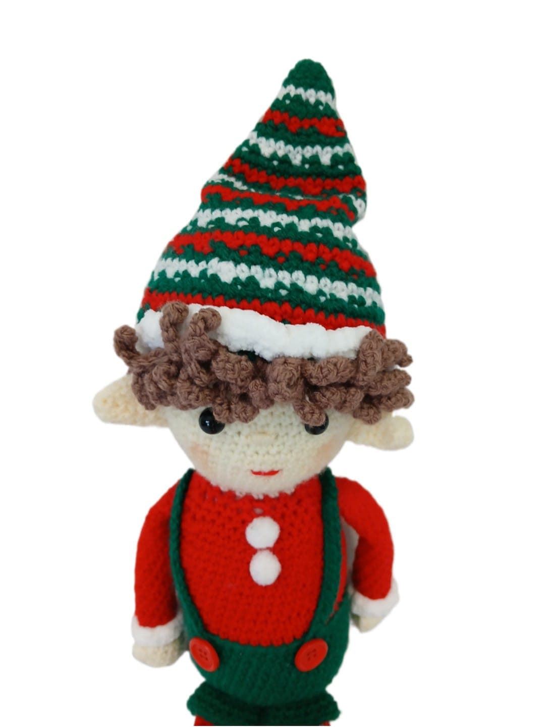 Peluche el duende chico navideño-navidad hecho a mano a ganchillo (amigurumi). - Imagen 4