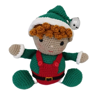 Peluche el duende chico navideño-navidad hecho a mano a ganchillo (amigurumi). - Imagen 1