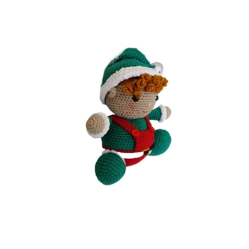 Peluche el duende chico navideño-navidad hecho a mano a ganchillo (amigurumi). - Imagen 2