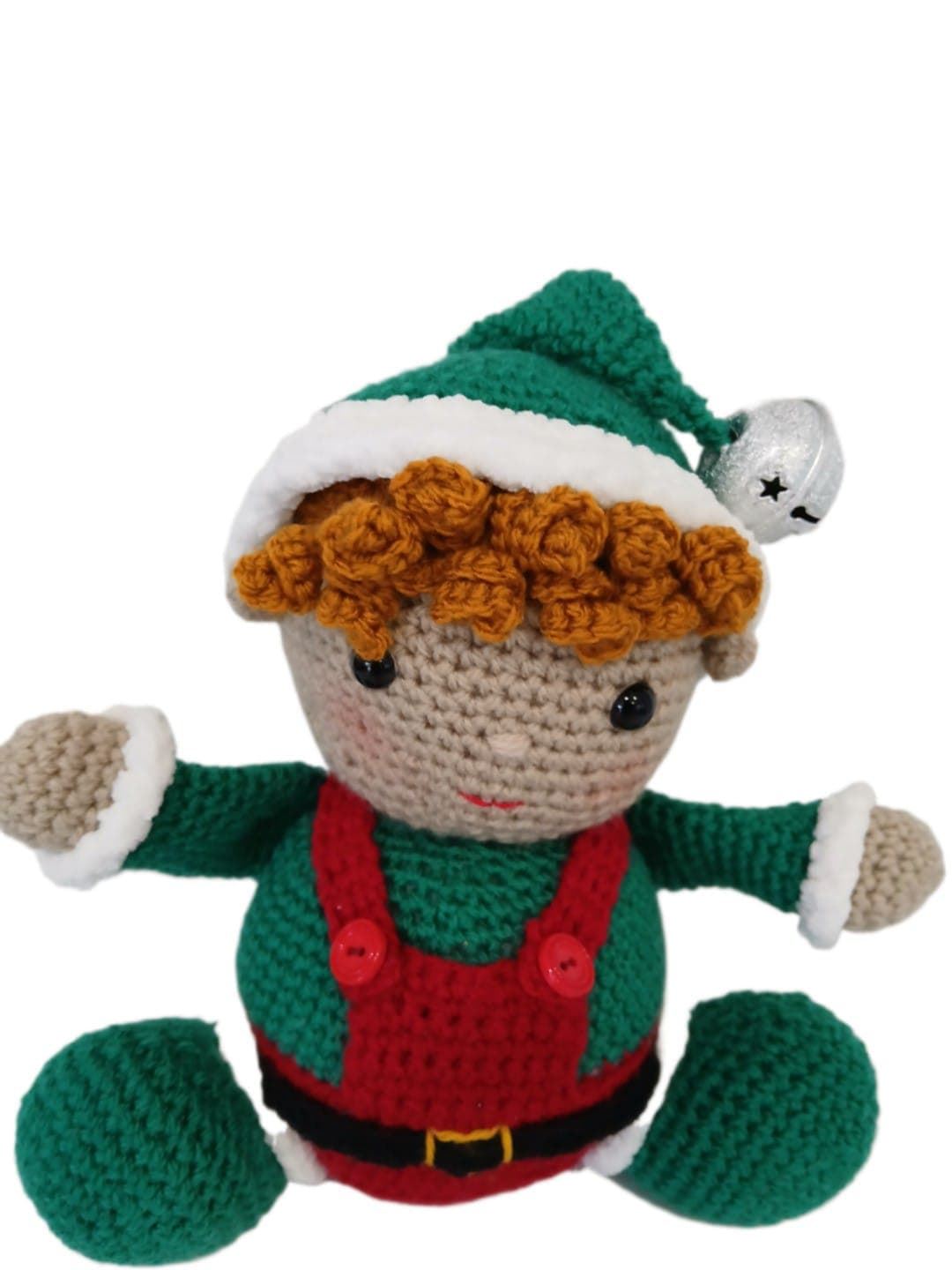 Peluche el duende chico navideño-navidad hecho a mano a ganchillo (amigurumi). - Imagen 3