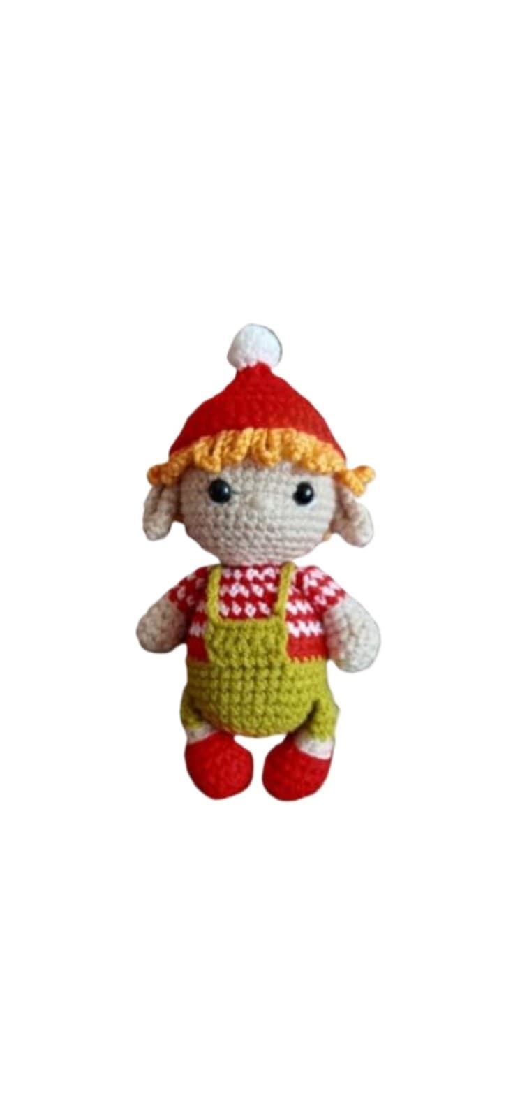 Peluche el duende navideño-navidad hecho a mano a ganchillo (amigurumi). - Imagen 1