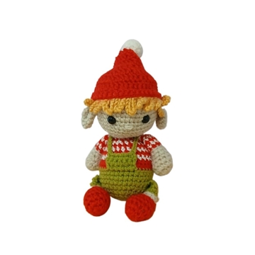 Peluche el duende navideño-navidad hecho a mano a ganchillo (amigurumi). - Imagen 1