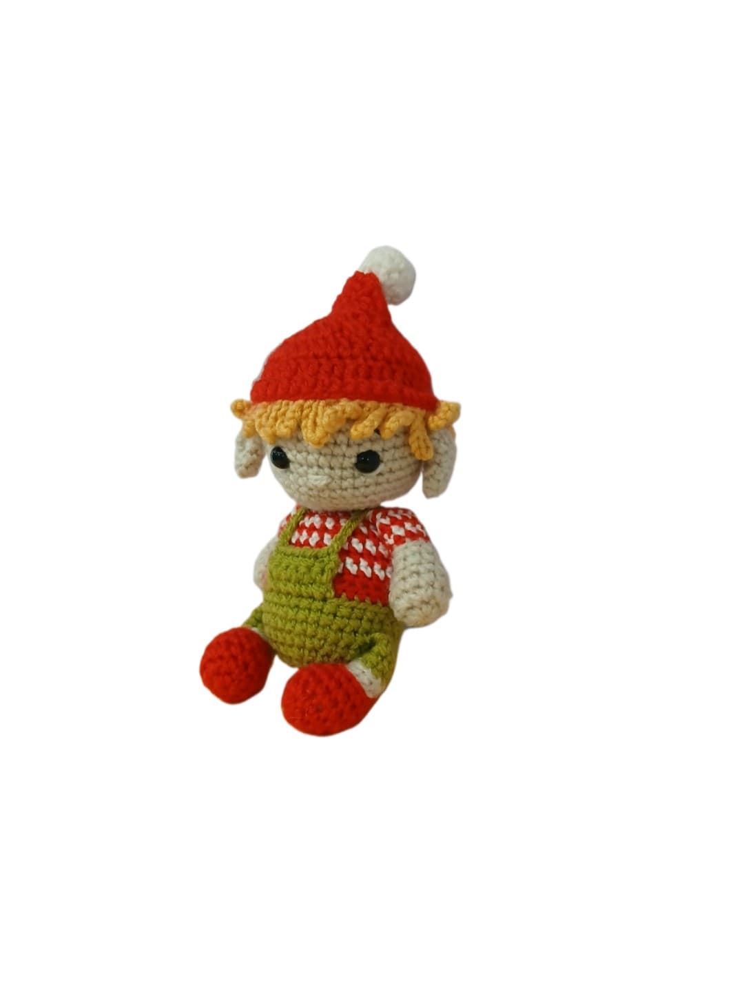 Peluche el duende navideño-navidad hecho a mano a ganchillo (amigurumi). - Imagen 3
