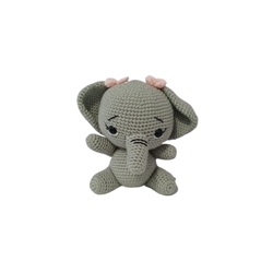 Peluche elefante con lazo hecho a mano a ganchillo (amigurumi). - Imagen 1