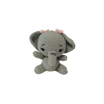 Peluche elefante con lazo hecho a mano a ganchillo (amigurumi). - Imagen 1