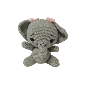 Peluche elefante con lazo hecho a mano a ganchillo (amigurumi). - Imagen 1