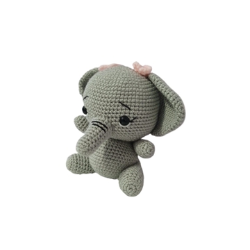 Peluche elefante con lazo hecho a mano a ganchillo (amigurumi). - Imagen 2