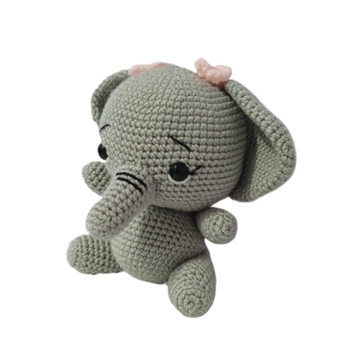 Peluche elefante con lazo hecho a mano a ganchillo (amigurumi). - Imagen 2
