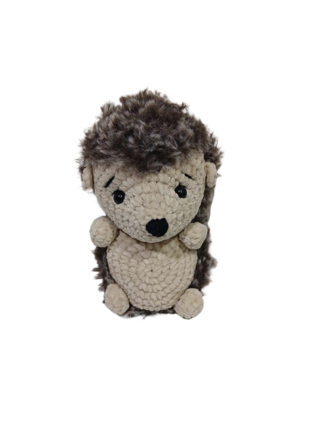 Peluche erizo lana chenille hecho a mano a ganchillo (amigurumi). - Imagen 1