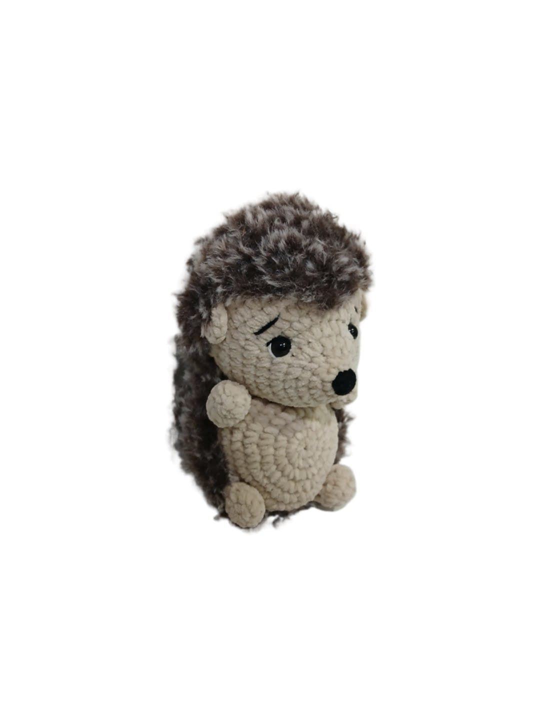 Peluche erizo lana chenille hecho a mano a ganchillo (amigurumi). - Imagen 3