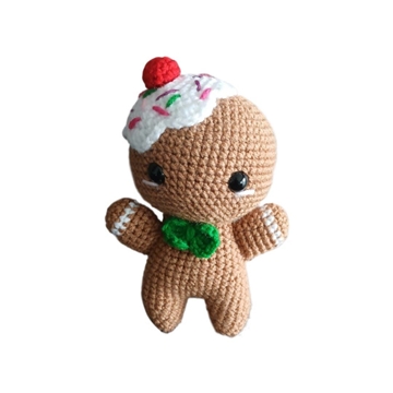 Peluche galleta de jengibre navideña-navidad hecha a mano a ganchillo (amigurumi). - Imagen 1