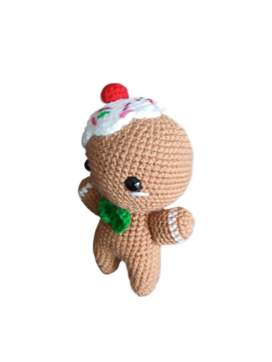 Peluche galleta de jengibre navideña-navidad hecha a mano a ganchillo (amigurumi). - Imagen 2