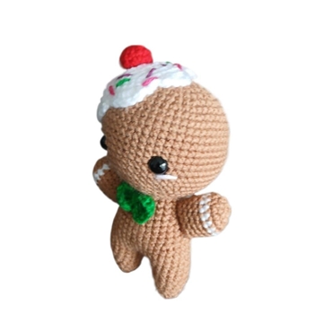 Peluche galleta de jengibre navideña-navidad hecha a mano a ganchillo (amigurumi). - Imagen 2