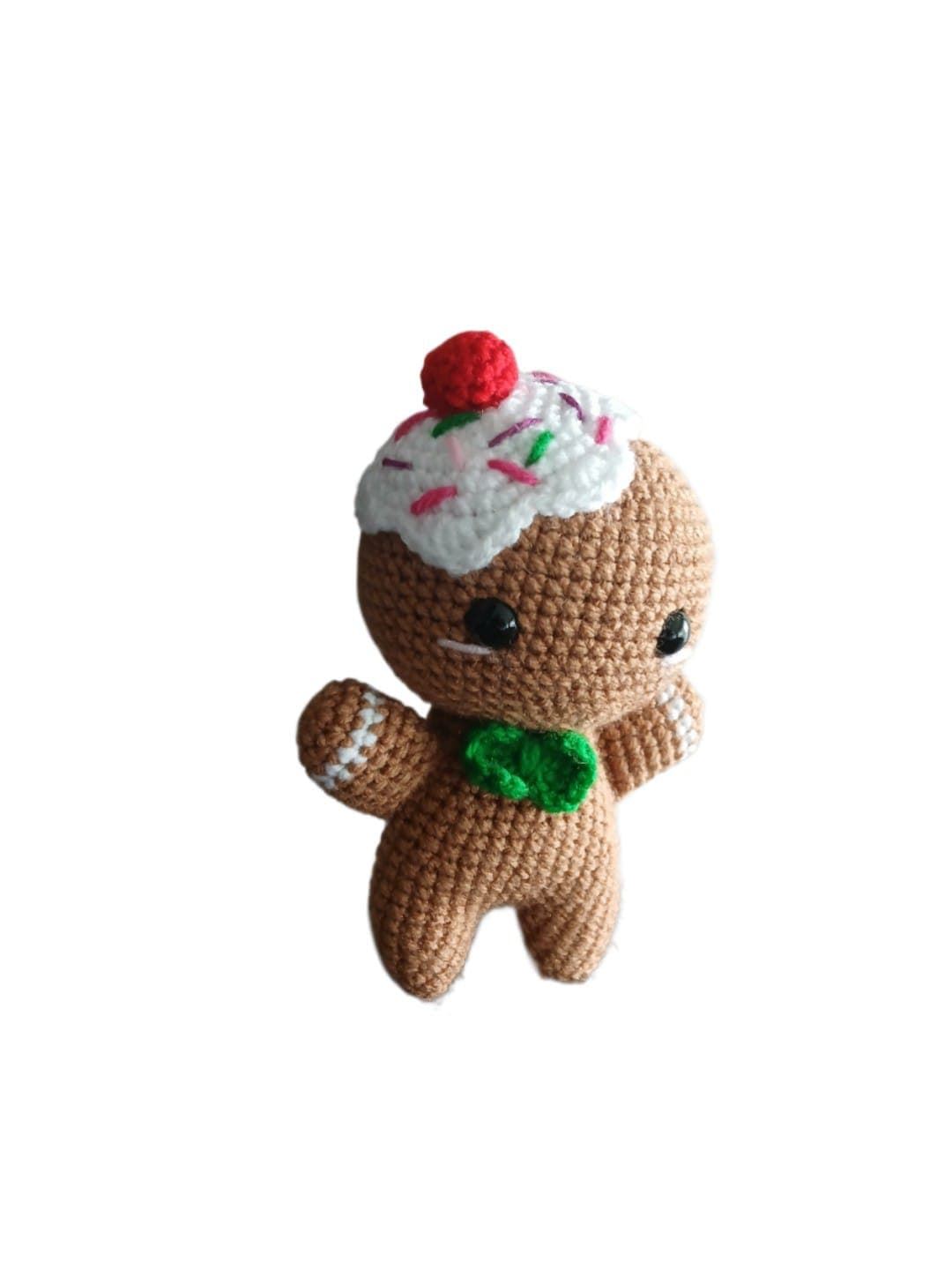 Peluche galleta de jengibre navideña-navidad hecha a mano a ganchillo (amigurumi). - Imagen 3