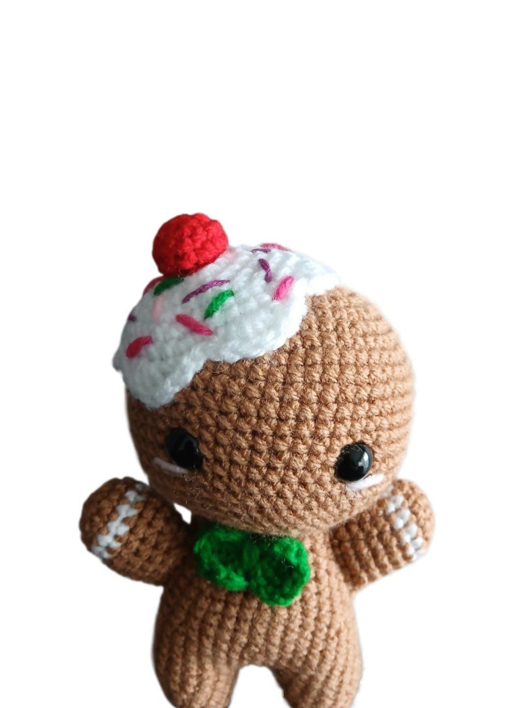 Peluche galleta de jengibre navideña-navidad hecha a mano a ganchillo (amigurumi). - Imagen 4