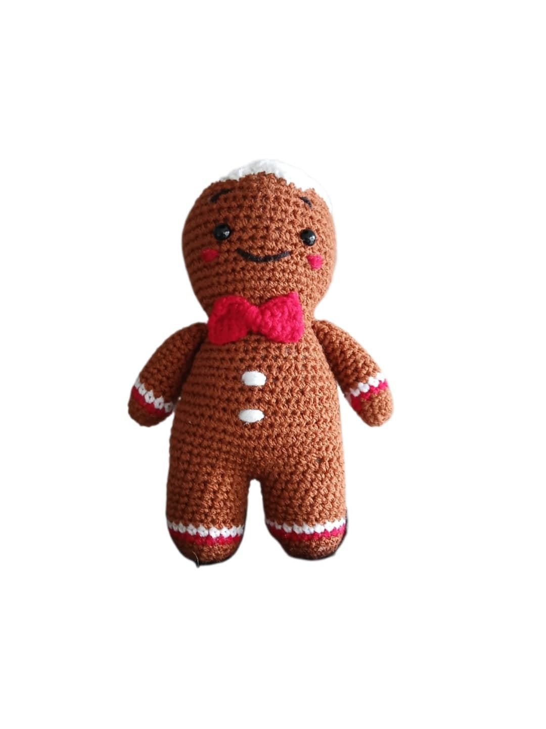 Peluche galleta jemjibre navideño-navidad hecho a mano a ganchillo (amigurumi). - Imagen 1